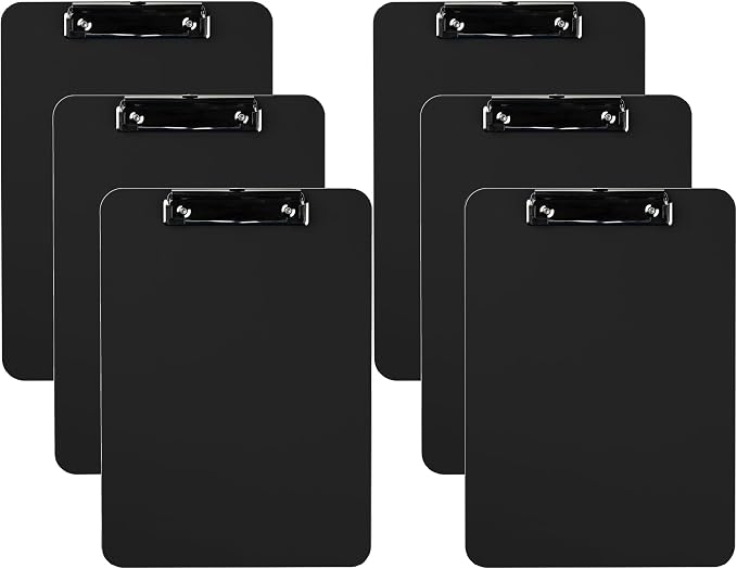 Pack of 6 Plastic Clipboards by DAVISGROUP