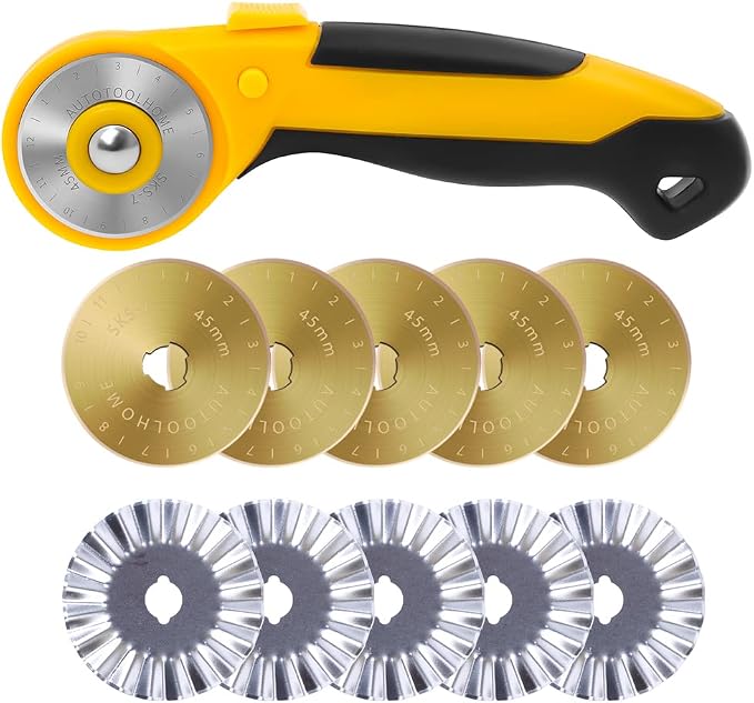 45mm Rotary Cutter Automatic Fabric Cutter 5pcs Titanium Replacement Blades by AUTOTOOLHOME