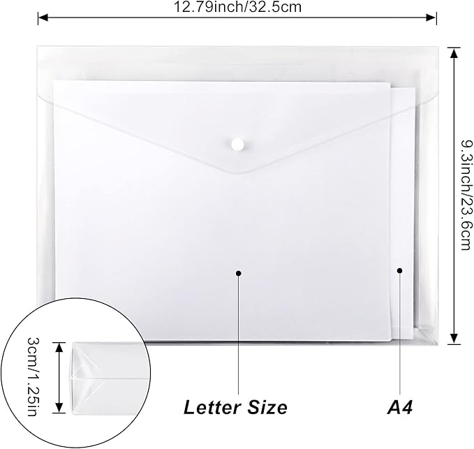 EOOUT 24pcs Plastic Envelope Folders Clear Envelopes, Expandable Folders - Image 2