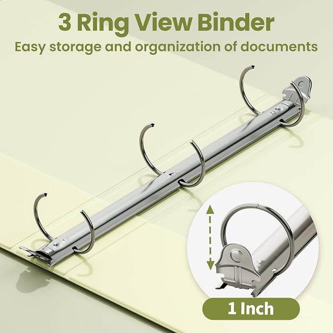 SUNEE 3 Ring Binder 1 Inch 1 Pack, Light Yellow - Image 3