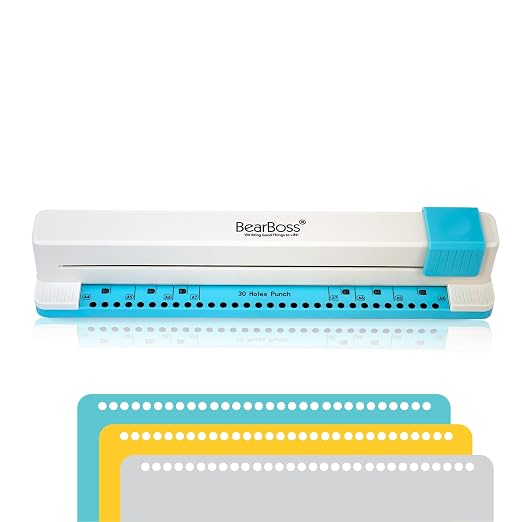Bearboss 30 Hole Paper Punch, Planner Hole Punch, Adjustable Hole Puncher by BearBoss