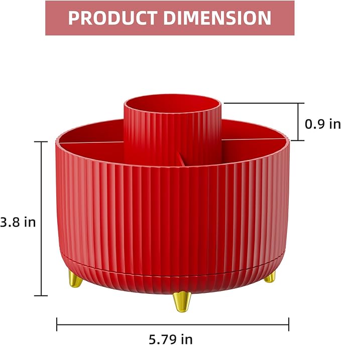 Marbrasse Desk Organizer, 360-Degree Rotating Pen Holder - Image 5