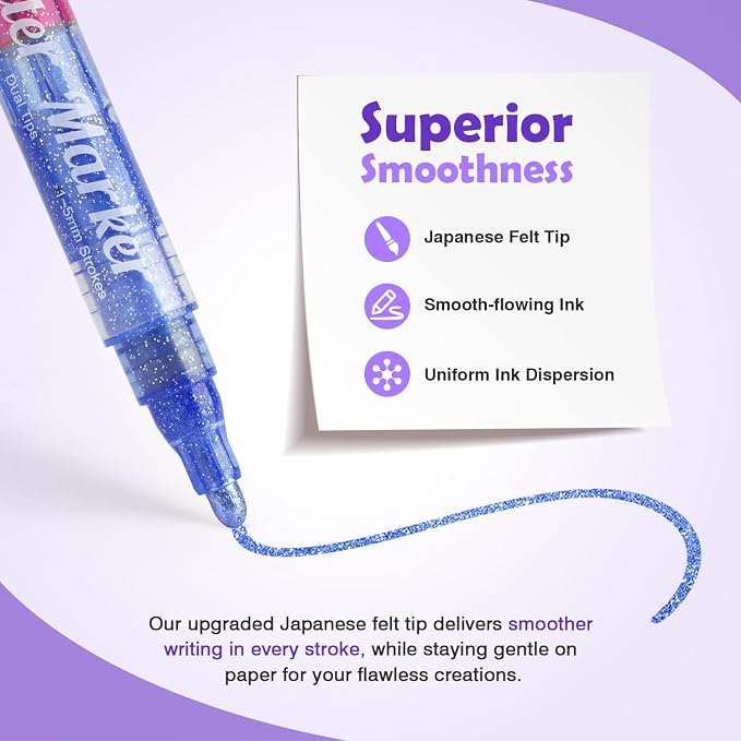 HOTU Glitter Markers Pens, 16 Colors Glitter Acrylic Paint Pens, Sparkly - Image 9