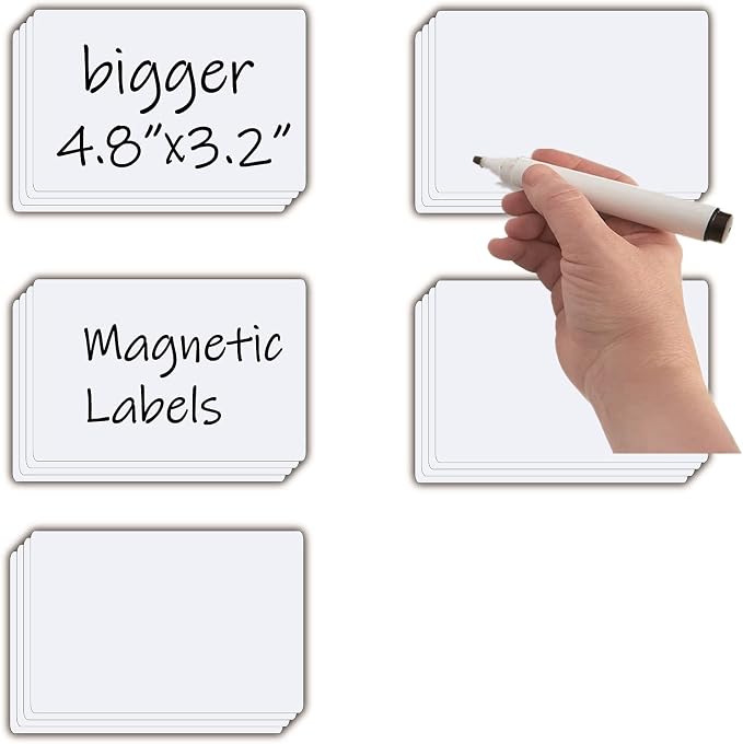 STTMGN Dry Erase Big Magnetic Labels, Large Write On Magnets Name Plates Sticker - Image 2