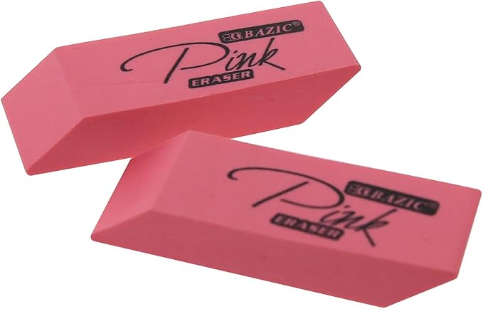 BAZIC Products Pink Eraser, Latex Free Bevel Block Erasers, Large Size - Image 4