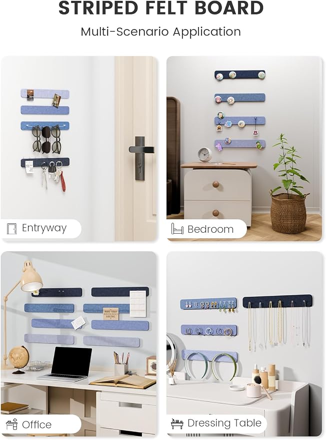 Fluxynara Cork Board Alternative Felt Strip Board 8-Pack 13"x2", Office Pin - Image 6