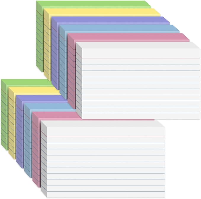600PCS Index Cards 3 x 5 Inch, Colored Flash Cards, Lined Flashcards Notecards by WAYISUL