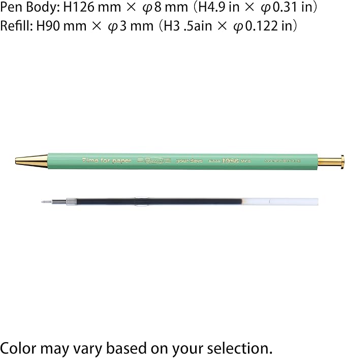 MARK'STYLE Time For Paper – Retro styling Ballpoint Pen, 0.5mm Black Gel Ink, For Office, School, and Journaling | Made in Japan, Refill Included (Navy)
