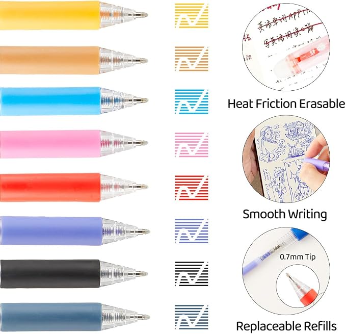 36 Colors Retractable Erasable Gel Pens Clicker, Fine Point 0.7mm Smooth - Image 6