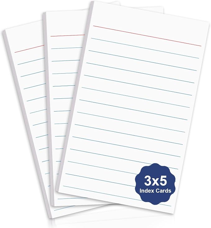 60 Pack 3 x 5 Index Cards Vertical Ruled Thick White Index Cards Lined Flash by Unknown