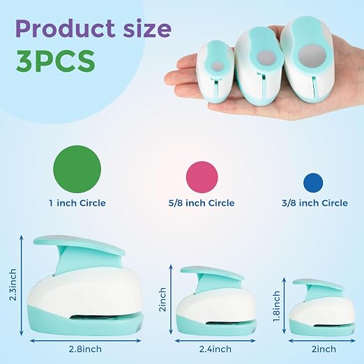 LOVEINUSA 3PCS Circle Hole Punch, Different Size（1+ 5/8 + 3/8 Inch） of - Image 7