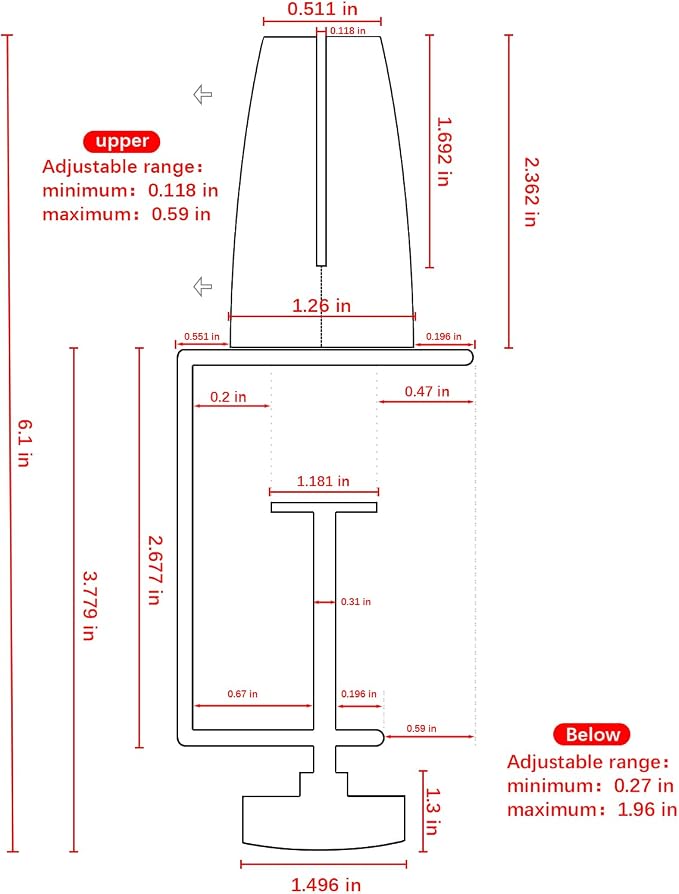 Jhanw Desk Divider Clamp For 1/8" To 0.51" Panel, Adjustable Desk Partition - Image 3