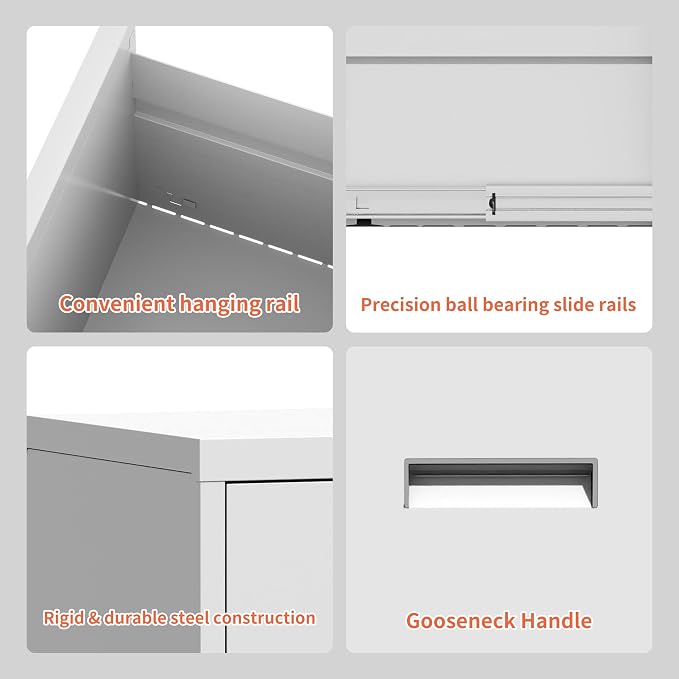 OPTYMIRA 3 Drawer Metal File Cabinet - Image 6