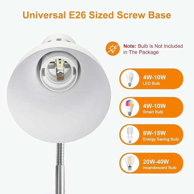 LEPOWER Metal Desk Lamp, Adjustable Goose Neck Table Lamp, Eye-Caring Study - Image 4