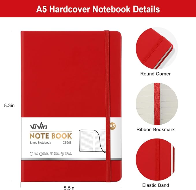 ViVin Lined Journal Notebooks for Professional Office Work, 192 Pages, Medium - Image 2