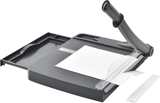 Paper Trimmer, Paper Cutter 12" Cutting Length Heavy Duty Paper Cutter with Storage Drawer, Safety Protection and Blade Lock, 12 Sheets Capacity, Cardstock/Cardboard/Laminate-DeskLoop Office