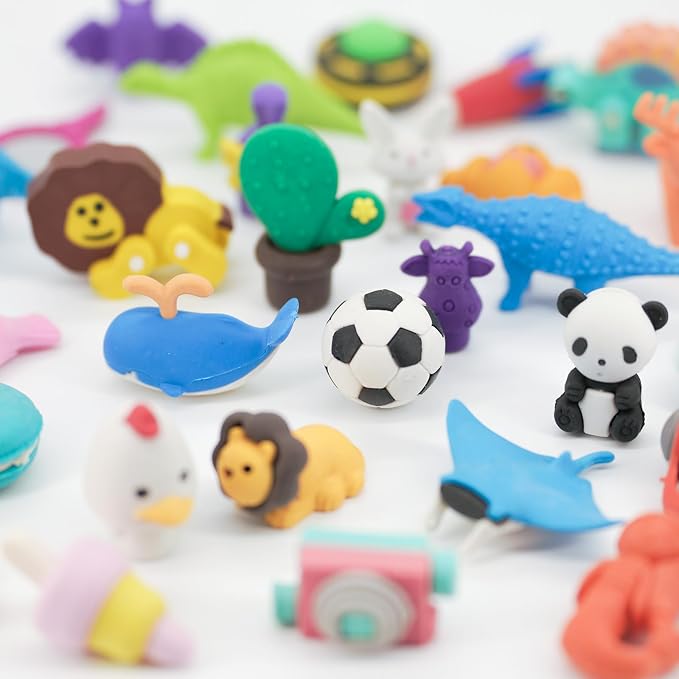 30pcs 3D Cute Kids Erasers, Random Desktop Pet Toys Gifts, Classroom Rewards by CLOCKKING