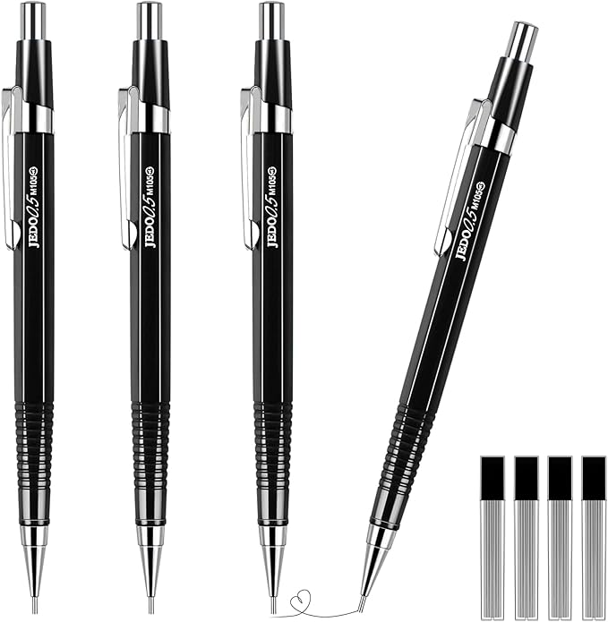 Outus 4 Pack Black Metal Mechanical Pencils, 0.5 mm Leads by Outus