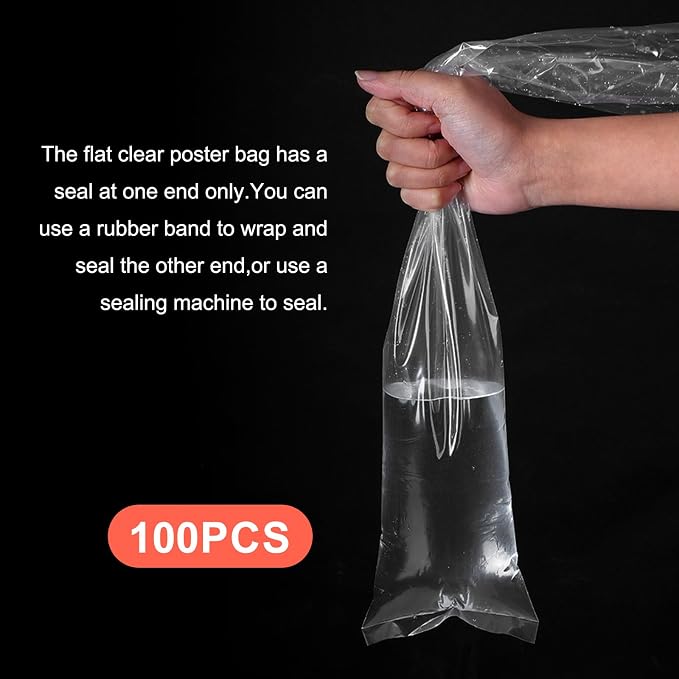 100pcs 40x4 Inch Clear Poly Bags, 2 Mil Thick Poster Sleeves - Image 6