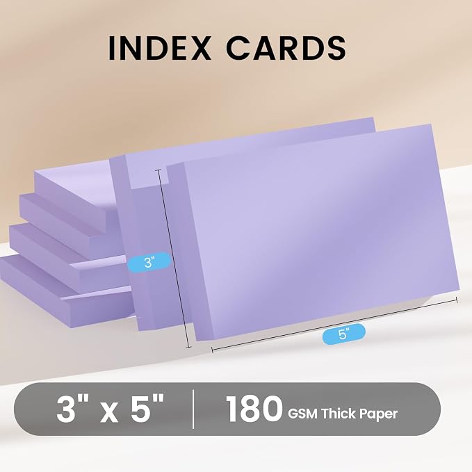 Index Cards 3x5 Inch, Flash Cards, Blank Purple Note Cards Paper - Image 2