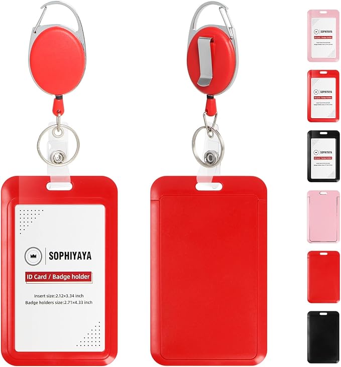 ID Badge Holder with Clip Badge Reels Retractable Heavy Duty Id Card with by SOPHIYAYA