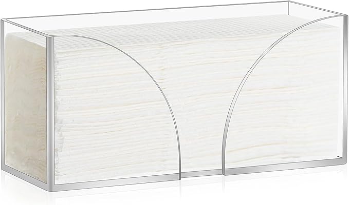 1PCS Paper Towel Holder, Acrylic, Clear, Minimalist, Countertop, Bathroom, Kitchen, Napkin Holder, Z-fold, C-fold, MultiFold Trifold-DeskLoop Office