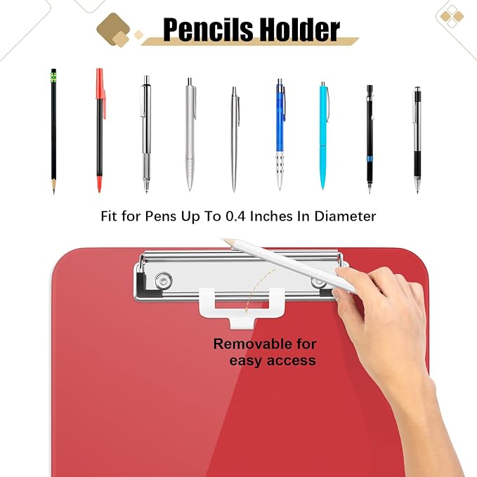 Hongri Plastic Clipboard with Pen Holder, Nurses and Women, Low Profile Clip - Image 2