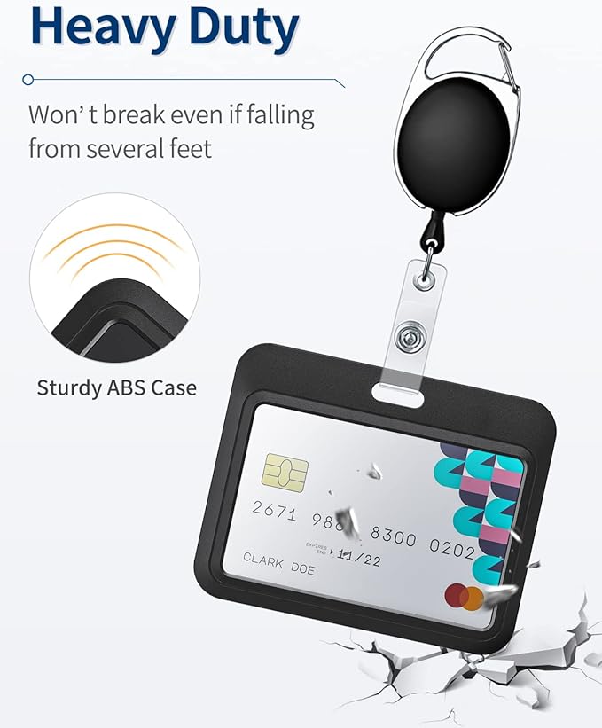 Uniclife 1 Pack Sliding ID Badge Holder Black Horizontal Hard Plastic Case - Image 4