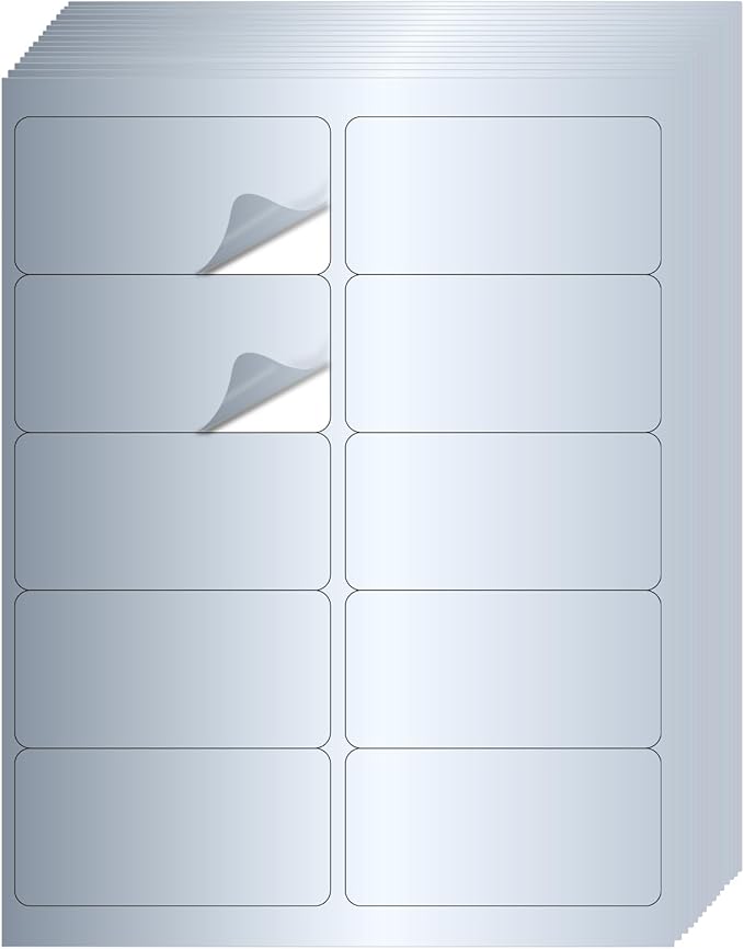 STARLIBOO Shipping Labels Stickers, 2"×4" Printable Silver Mailing Labels for Laser/Inkjet Printing- Matte Silver, Permanent Adhesive Sticker-DeskLoop Office