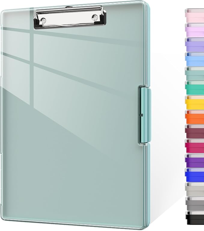 Piasoenc Clipboard with Storage, 8.5 x 11 Clip Boards with 2 Storage, Teal | by Piasoenc