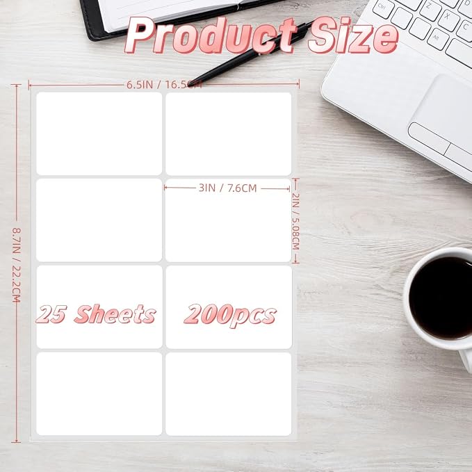 Removable Label Stickers for Organizing -200PCS 3 x 2 inch Waterproof White - Image 2