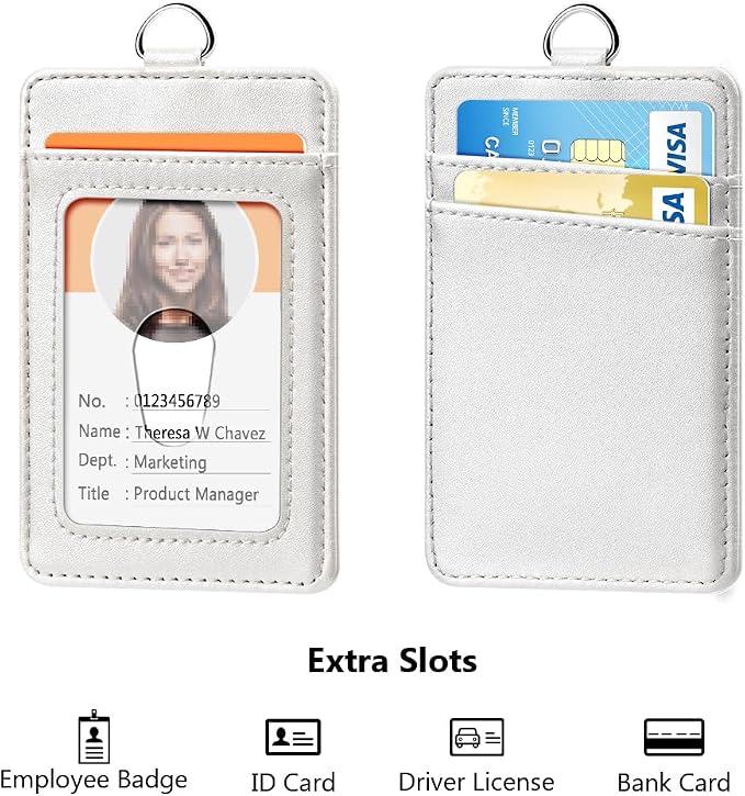 Leather Badge Holder and Adjustable Retractable Lanyards, Quick Release Buckle - Image 3