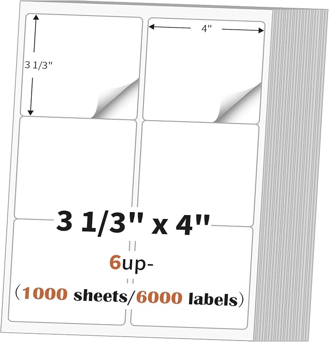 3 1/3" x 4" Address Labels Sticker Paper by MultiLabel