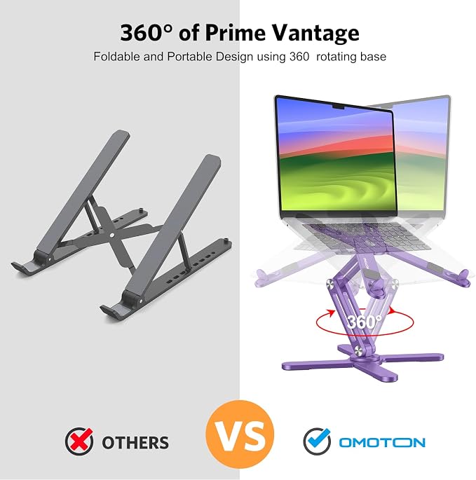 OMOTON 360° Rotating Laptop Stand Riser - Image 2