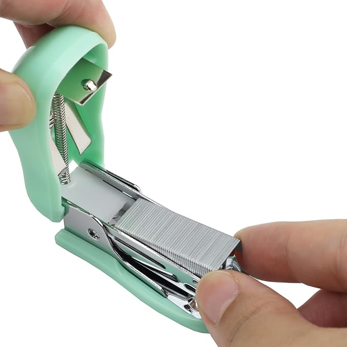 Mini Desktop Stapler Set,20 Sheet Capacity,Includes Built-in Staple Remover and 750PCS No.12 Staples,Small Cute Stapler for Office and School Supplies (Green)
