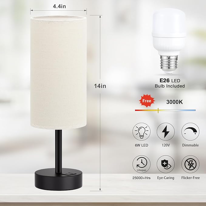 Dicoool Beige Touch Lamp for Bedroom - Image 5