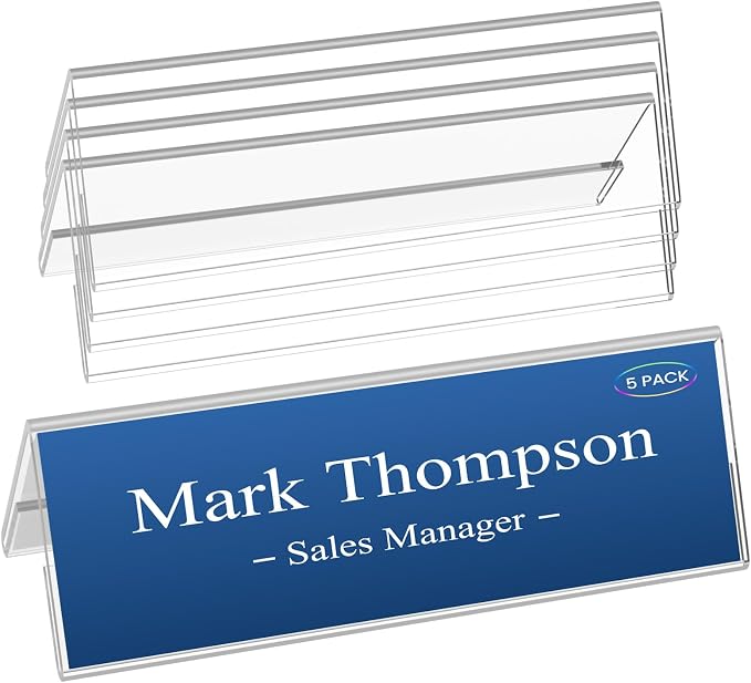 HlIMIEI Acrylic Name Plates for Desks, 5 Pack Clear Tent Name Holders 3 x 8.5 by HIIMIEI