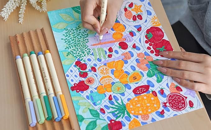 WRITECH Arts Sign Brush Pen Brush Tip Marker Felt Tip Water Based Ink Color Pens 12 Assorted Pastel Colors Great for Lettering, Journaling, Calligraphy (Natural)-DeskLoop Office