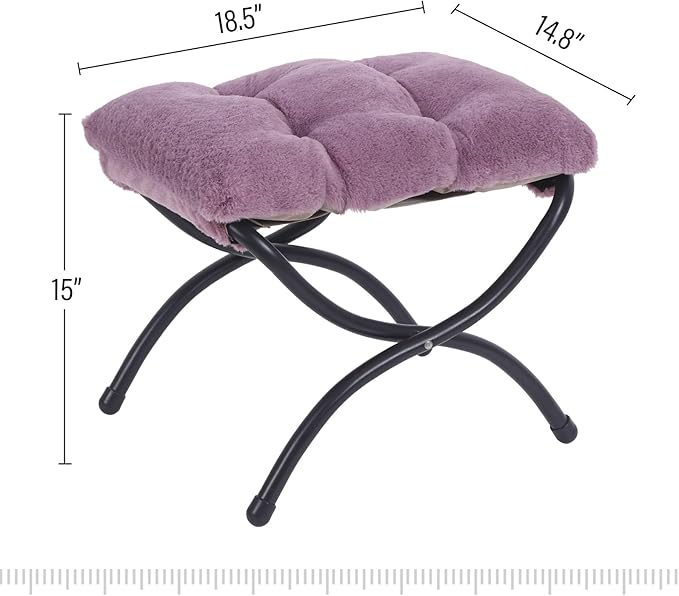 LITA Folding Upholstered Footrest Stool, Modern Small Portable Accent Ottoman with Detachable Thick Cotton Cushion Padded Sofa Stool with Metal Frame for Lazy Chair, Living Room & Bedroom-DeskLoop Office