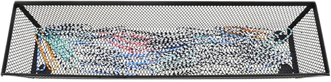 HAHIYO Stackable Mesh Tray Cup 12 x 3 x 2 inches Sturdy Container for Desk Drawer Organizer Collection for Home Office School kitchen Soft Foam Feet No Sharp Edges 2 Pack Black-DeskLoop Office