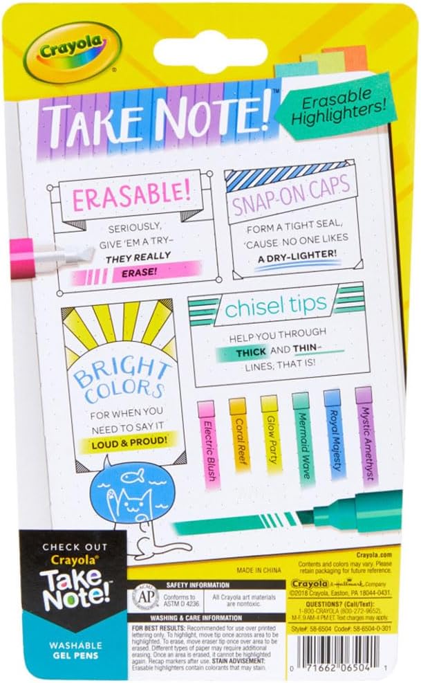Crayola Take Note Erasable Highlighters, Teacher Essentials, Cute Aesthetic - Image 6
