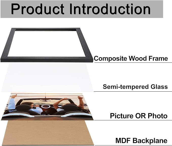 ELSKER&HOME 8x10 Picture Frame Black Set of 6 Glass | Multi Photo Frames Collage - Image 5