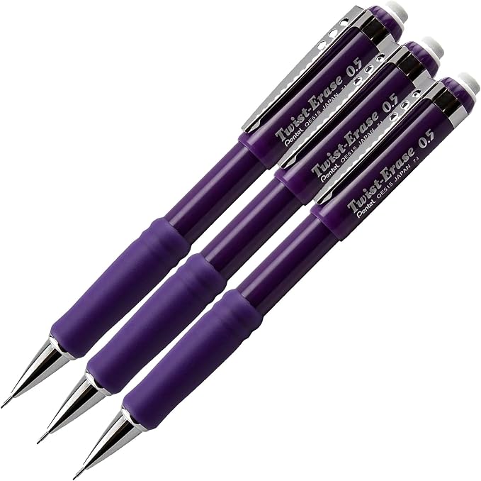 Pentel Automatic Pencil with Twist Eraser, 0.5 mm, Violet Barrel by PentelofAmerica