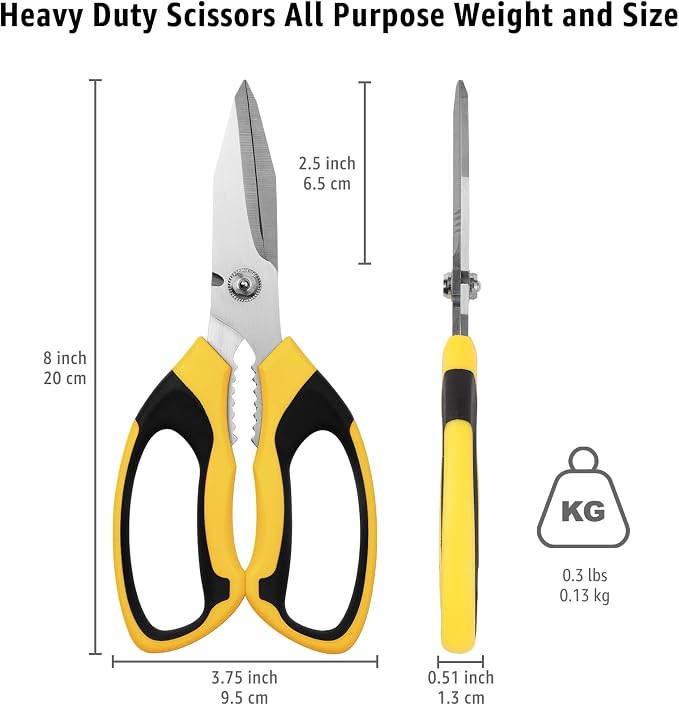 BoFuYuan Utility Scissors Heavy Duty: 8-Inch sharp Scissors All Purpose heavy - Image 3