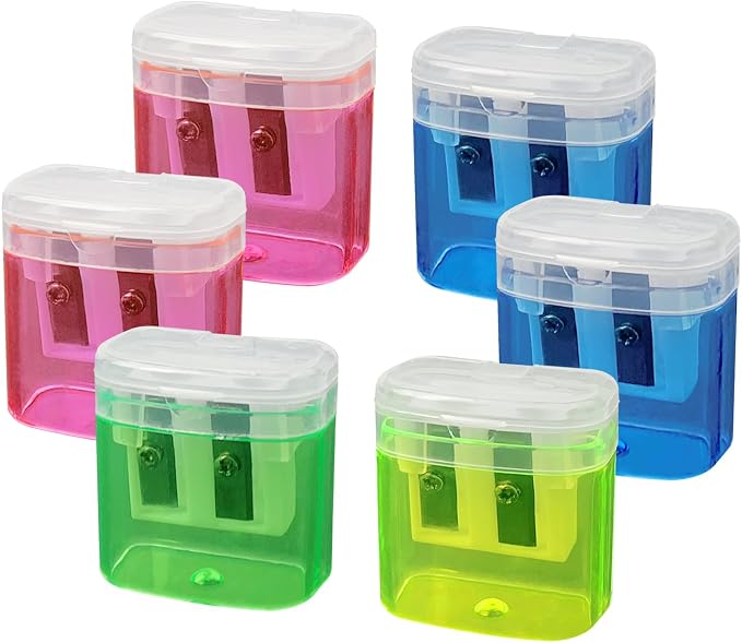 ZUFECY 6 Pack Dual Hole Pencil Sharpener by ZUFECY