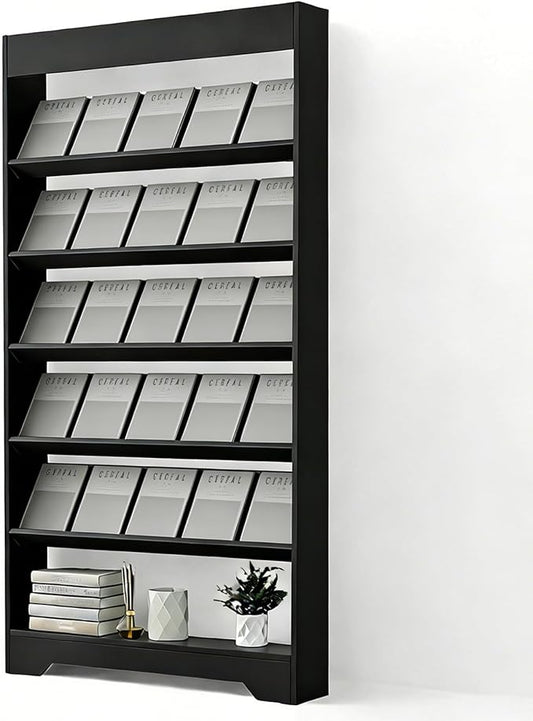 LHIUGE 6-Layer Brochure Display Rack, Freestanding Wooden Magazine Rack by LHIUGE