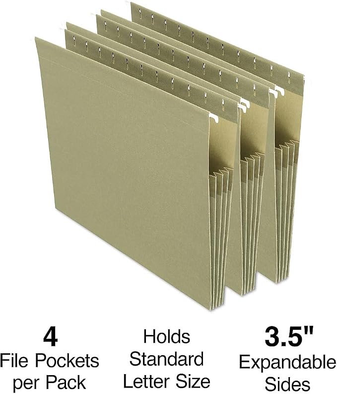 Staples Hanging File Pockets, Letter Size, 3.5" Expansion, Straight‑Cut - Image 2