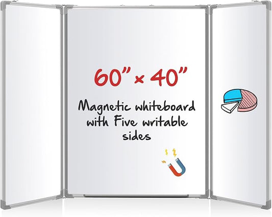 60” x 40” Foldable Whiteboard Dry Erase Board Large Tri Folding Whiteboard by Unknown