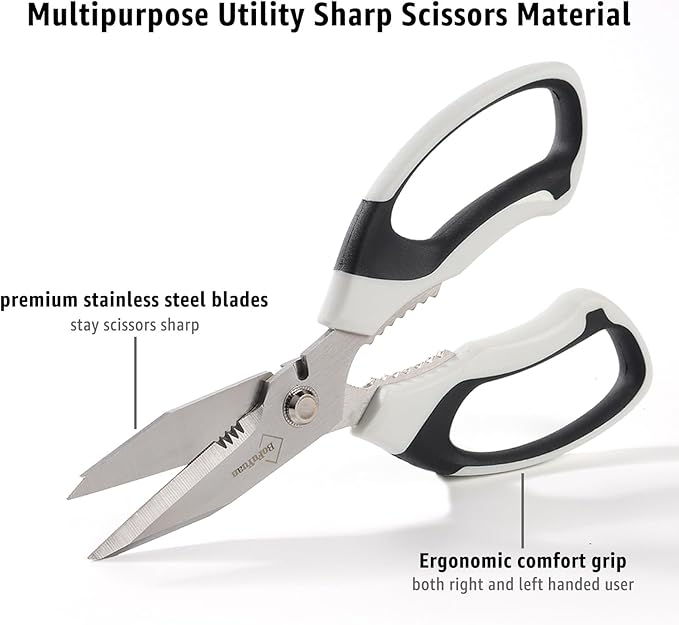 BoFuYuan 8-Inch Utility Scissors All Purpose Heavy Duty, Serrated Blade - Image 2