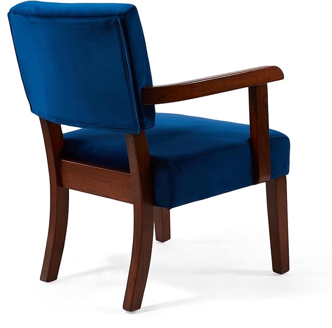 Accent Chair Set of 2 with Table, Living Room Chairs with Velvet Soft Seat & Armrests for Living Room Bedroom Reading Room Waiting Room (Velvet Navy)-DeskLoop Office